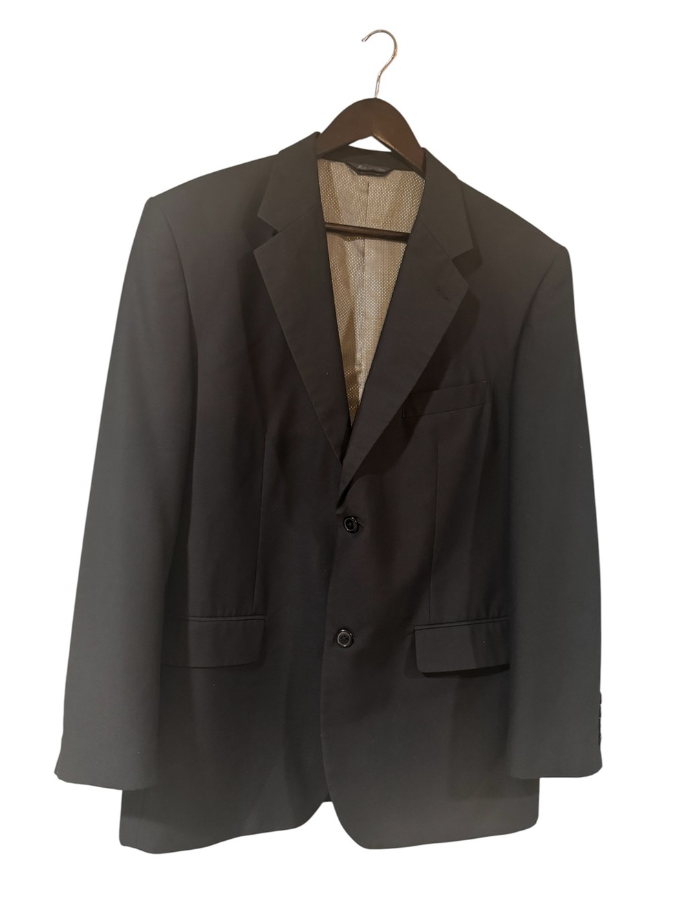 Fellini Uomo men's classic tailored black two-button sports blazer, lined, 42R.